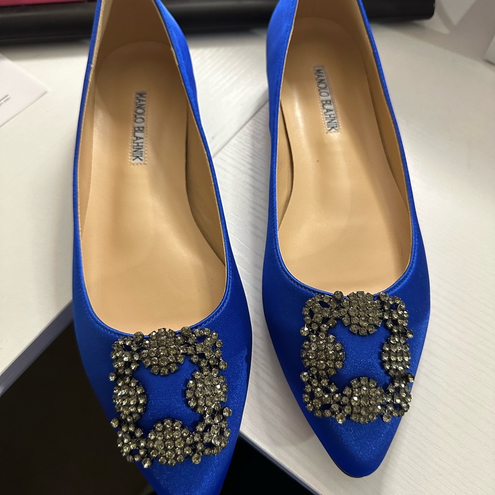 Blue Satin Women's Shoes similar to Manolo